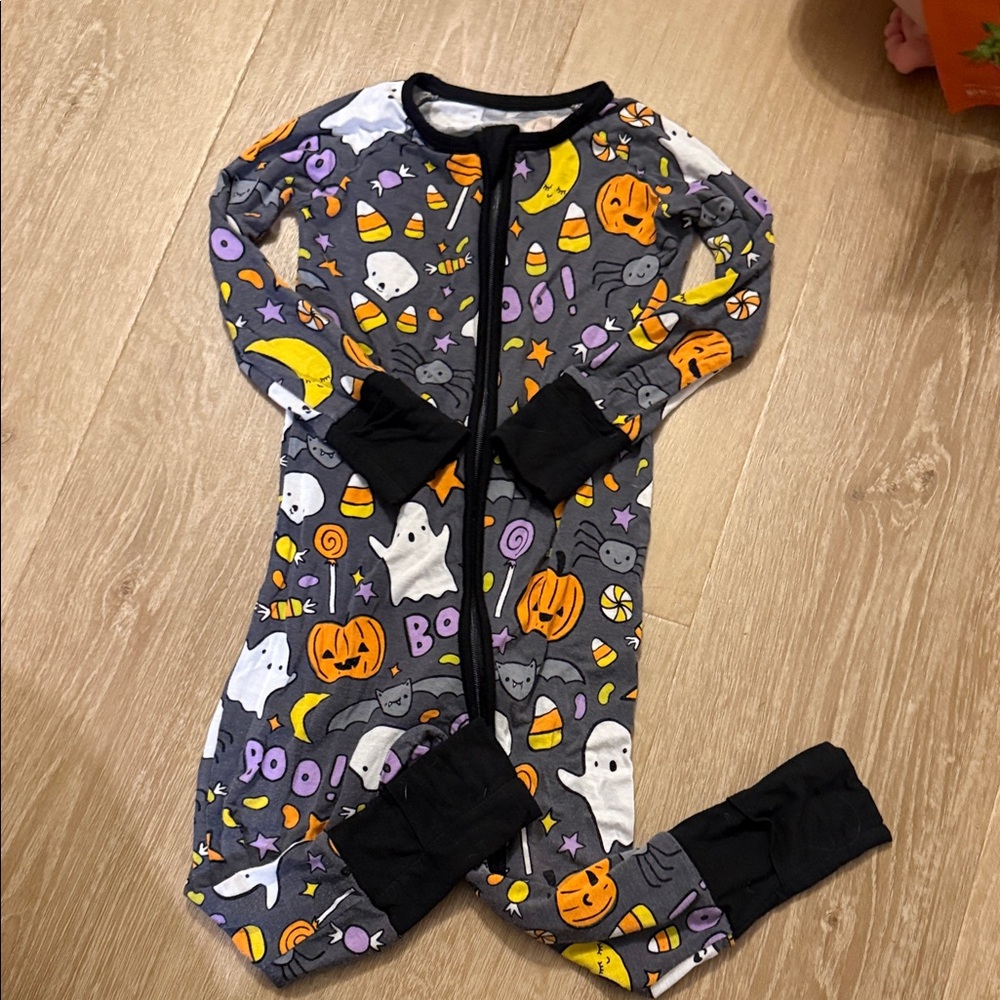 Little Sleepies Halloween Kids Pajama Footies - Gray and Black
